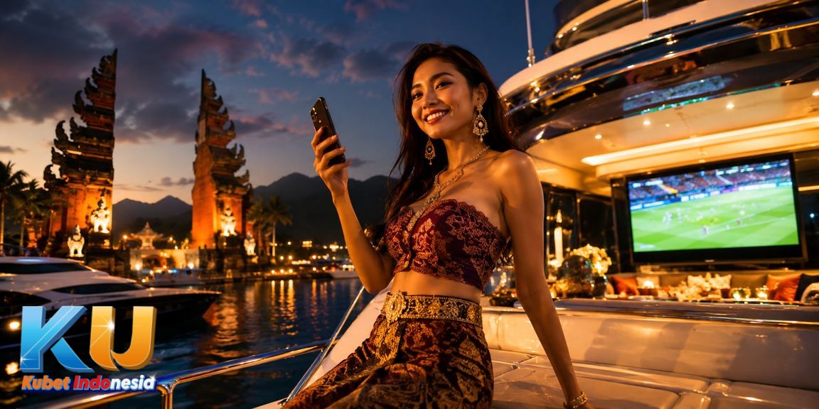 Pengguna mengakses platform casino mobile di pasar malam dengan tampilan layar yang terang