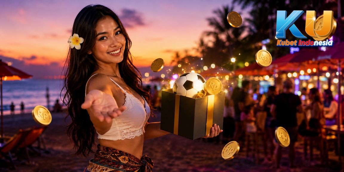 Taruhan sepak bola di tepi pantai dengan suasana penuh semangat dan layar skor pertandingan